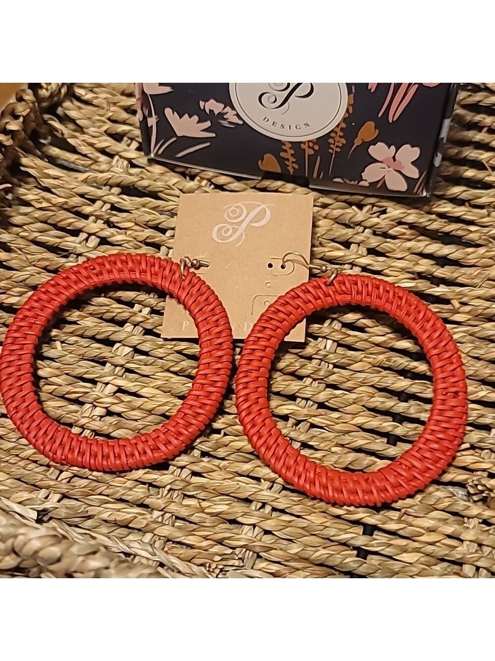 Plunder big red hoops earrings nwt
